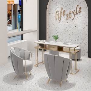 Table de manucure de luxe haut de gamme sur mesure avec lampe de séchage, mobilier de salon de manucure, ensemble de bureaux et chaises pour une ou deux personnes - Product Image 3