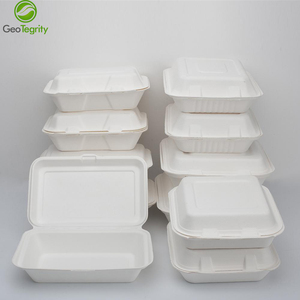 Wholesale Biodegradable Disposable Takeaway Sugarcane Bagasse Pulp Lunch Container Box