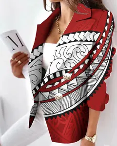 Lüks tasarım artı boyutu kadın ofis giyim polinezya kabile tasarım samoa yaz blazer özel giyim kadın
