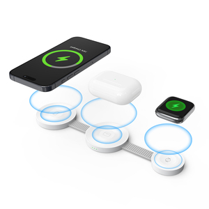 Chargeurs de voyage multifonctions 3 en 1 <span class=keywords><strong>Chargeur</strong></span> sans fil magnétique Magsaferred pour <span class=keywords><strong>iPhone</strong></span> IWatch Airpod <span class=keywords><strong>Chargeur</strong></span> sans fil magnétique pour Samsung - Product Image 4