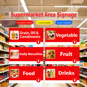ป้ายแขวนโลโก้แบบกำหนดเอง ทำจากแผ่นพีวีซี ทนทาน ป้าย<span class=keywords><strong>ราคา</strong></span>สำหรับพื้นที่ซูเปอร์มาร์เก็ต - Product Image 1