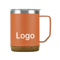 Mug de table isotherme réutilisable en acier inoxydable SUS304, 530 ml et 710 ml, avec base en liège, pour café, maison et bureau