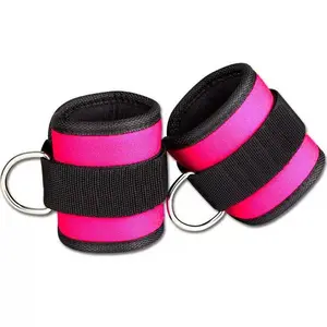 Tali pergelangan kaki tali kait dan lingkaran cincin Neoprene dapat disesuaikan kustom untuk mesin kabel angkat berat dan tali pergelangan tangan olahraga Gym