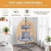 EortheX Modern Asma Yumurta Koltuk, Minderli Rattan Salıncak Koltuk, Veranda, Spor Salonu, Park, Balkon için Standlı