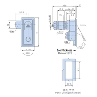 Serrure de compression sans clé à poignée pivotante pour armoire électrique à bouton-poussoir