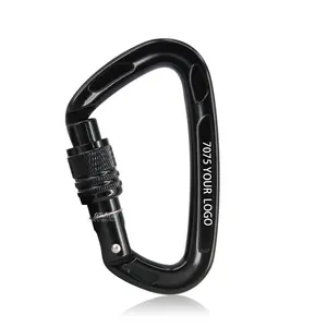 7075 Aviation aluminum keychain larger D shaped spring quick link full black ring clip climbing camping hiking carabiner ho