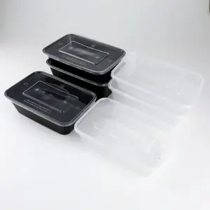 Recipientes herméticos do armazenamento do alimento do recipiente plástico descartável de alimento 500ml 650ml 750ml 1000ml com tampas