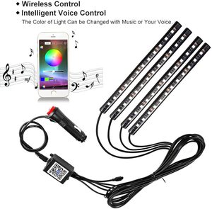 Luces LED para Coche, 4 Piezas, 48 LED, Controlador por Aplicación, Luces Interiores Multicolores, Iluminación Musical Bajo el Tablero - Product Image 2