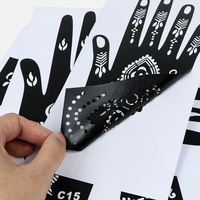 Pochoirs de tatouage au henné adhésifs Golden Phoenix GP, noirs, réutilisables, autocollants de tatouage temporaire DIY en PVC, modèle HS, emballage individuel en sachet OPP