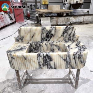 Évier en marbre Calacatta Viola StoneSun, évier <span class=keywords><strong>de</strong></span> luxe en pierre naturelle <span class=keywords><strong>de</strong></span> style <span class=keywords><strong>italien</strong></span> pour <span class=keywords><strong>salle</strong></span> <span class=keywords><strong>de</strong></span> <span class=keywords><strong>bain</strong></span> - Product Image 2