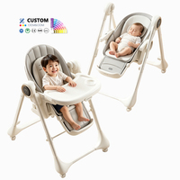 Chaise haute électrique pliable pour bébé, avec double plateau, dossier et hauteur réglables, fabrication OEM