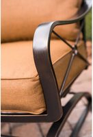 Ensemble de Patio extérieur en acier de 5 pièces avec 4 fauteuils à bascule, coussins de coucher de soleil et Table de foyer carrée
