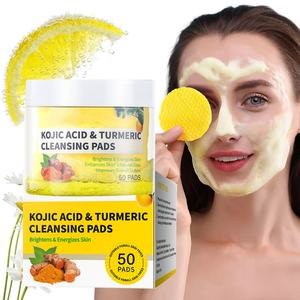 Almohadillas Limpiadoras Faciales de Ácido Kójico y Cúrcuma, 50 Unidades, Venta al Por Mayor de Fábrica OEM, Aptas para Todo Tipo de Piel - Product Image 3