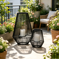 Lanterne solaire décorative portable et étanche pour jardin, en fer forgé, pour l'extérieur, avec bougie solaire, pour allées de jardin