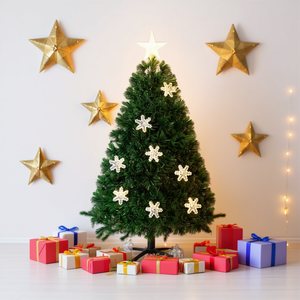 Sapin de Noël LED de 3 pieds avec décorations de flocons de neige, décorations de Noël festives à lumière chaude fonctionnant sur piles pour l'intérieur - Product Image 2