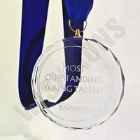 Médailles souvenirs en cristal plaques prix de gros école jeux de sport société récompenses en verre des employés exceptionnels