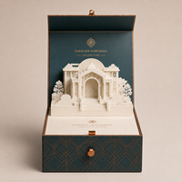 Boîte cadeau en papier rigide 3D personnalisée de luxe, boîte d'emballage artistique en papier architectural créative pour cadeaux haut de gamme