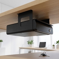 Organiseur sous le bureau Jh-Mech avec serrure, se fixe aux bureaux, tiroir coulissant caché sous le bureau