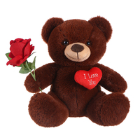 Ositos de Peluche Baratos al por Mayor para San Valentín, Osito de Peluche Suave de 20 cm con Rosa, Muñeco de Oso para el Día de San Valentín 2026 al por Mayor