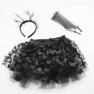 Ensemble de jupe tutu noire à papillons pour filles MS, costume de fée pour enfants, bandeau, gants, kit de déguisement pour fête d'Halloween, cosplay - Product Image 2