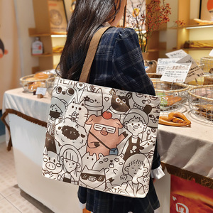 Bolsa <span class=keywords><strong>de</strong></span> Hombro <span class=keywords><strong>de</strong></span> Lona con Estampado <span class=keywords><strong>de</strong></span> Dibujos Animados para Mujer, Gran Capacidad, Cierre <span class=keywords><strong>de</strong></span> Cremallera, Nueva Bolsa <span class=keywords><strong>de</strong></span> Lona para Estudiantes - Product Image 2