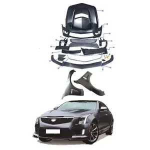 Peças de automóveis ats, de alta qualidade, atualizado para ats v, bumper frontal, com grade, fibra de carbono, kit de corpo frontal para 2012-2019 cadillac