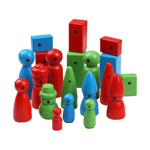 Ensemble de poupées en bois colorées, 54 pièces, pour enfants, jouets de thérapie psychologique, figurines dans un sac en peluche - Product Image 3