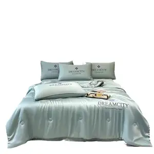 Grosir Hotel rumah kualitas tinggi dicuci es sutra musim panas dingin selimut serat mikro tempat tidur lembut ramah kulit selimut