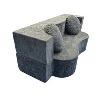 Ensemble de canapés pliables minimalistes italiens, tissu tissé amovible et lavable, pieds en acier inoxydable, pour hôtels et petits espaces commerciaux