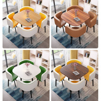 Ensemble Table et Chaises de Salle à Manger Moderne 4 Places, Design Économique en Bois pour Café, Magasin ou Salon, Gain de Place