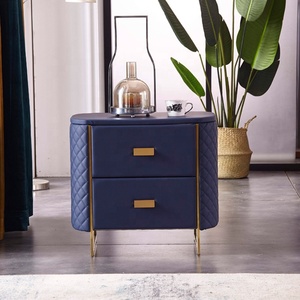 Bedroom Furniture Luxury European <strong>Bedside</strong> <strong>Tables</strong> High Density Board Modern Simple Design <strong>Blue</strong> Nightstands - Product Image 6