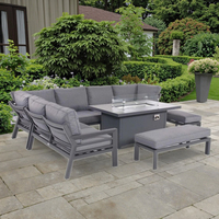 Ensembles de table de foyer de canapé d'angle de jardin en aluminium Fimous table de foyer 9 places gris foncé