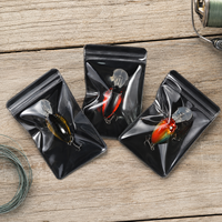 Sac à fermeture éclair transparent bicolore imprimé sur mesure, pochette d'emballage en plastique imperméable pour le rangement des accessoires de pêche