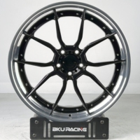 Jantes forgées Bku en 2 parties 5x112 compatibles avec Mercedes C63 S W205 W206 E63 BS CLS63 S63 19 20 21 pouces, finition noire brillante, jantes en alliage concaves
