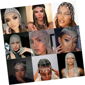 Silver Diamond Rhinestone Headpiece for Women Rhinestone Head Gatsby Accessories Hair Jewelry for Women Girl Head Hair Chain