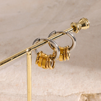 Boucles d'oreilles créoles en acier inoxydable, anneaux circulaires, boucles d'oreilles bicolores argent et or plaqué, boucles d'oreilles créoles épaisses pour femmes