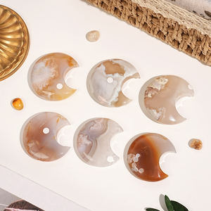 Venta al por mayor de Ágata de Flor de Cerezo Natural Tallada en Forma de Luna, Pulida, Ágata de Flor Incompleta en Forma de Media Luna para el Amor y la Decoración del Hogar - Product Image 5