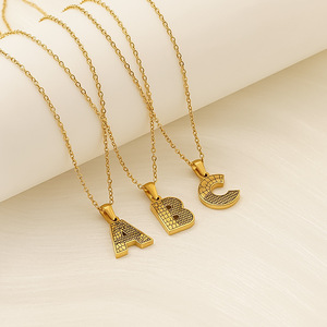 Zogxin Gold Plated Letter Necklace Stainless Steel Pendant Alphabet Chain Women Jewelry Gift Fashion Accessory - Product Image 2