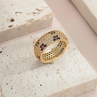 Bague d'index unisexe en cuivre plaqué or 18 carats de haute qualité avec zirconium, motif léopard, cinq rangées, pour usage quotidien, style hip-hop