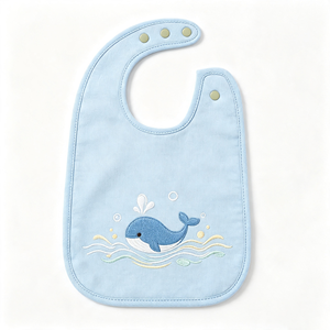 Bavoir bébé brodé motif dessin animé mignon en coton doux, réglable avec boutons-pression, pour nouveau-né, unisexe, pour l'alimentation <span class=keywords><strong>des</strong></span> nourrissons - Product Image 2