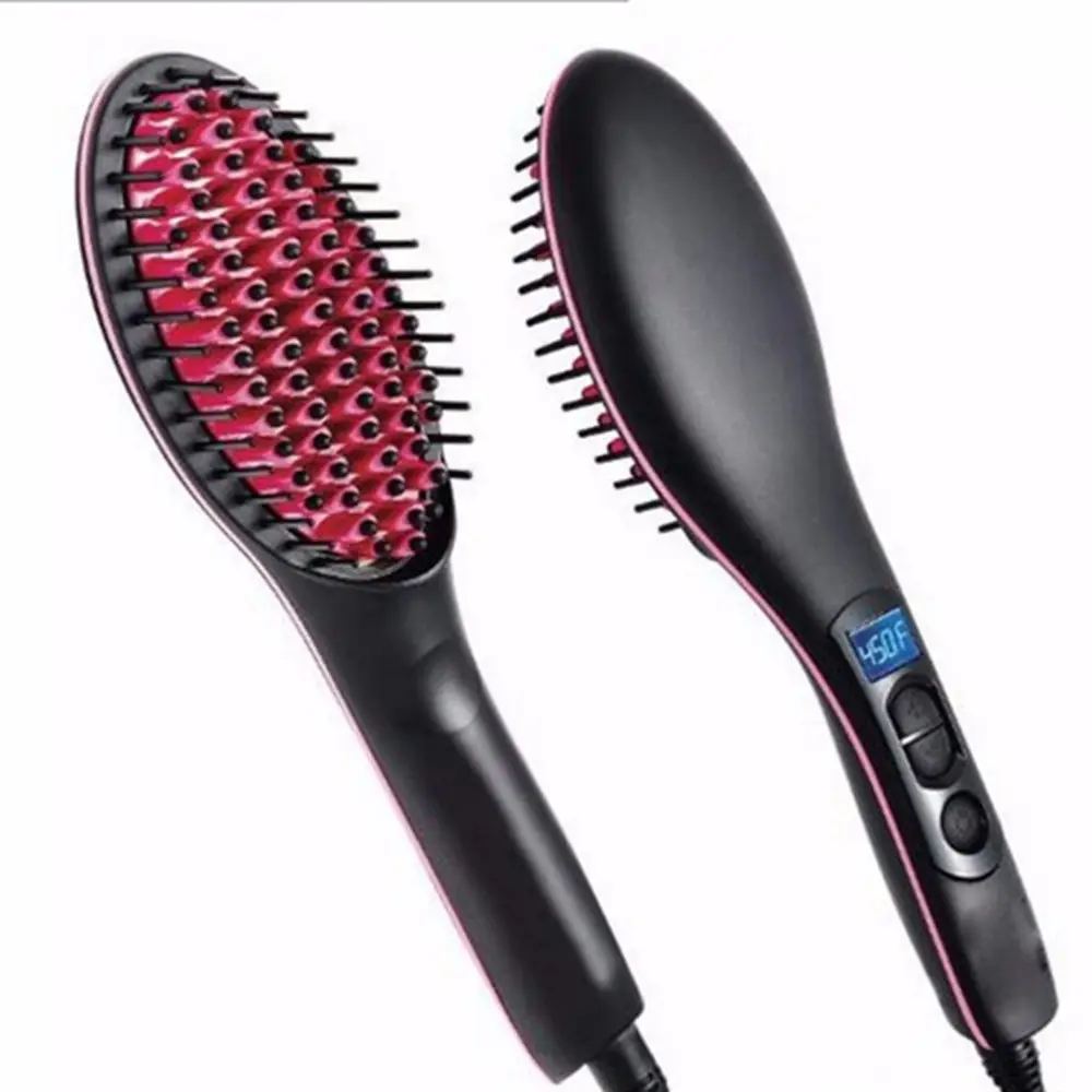 Ceramic Electric Hair Brush Hair Straightener Straightening Flat Iron Comb Digital Control Heating Brushes High Quality