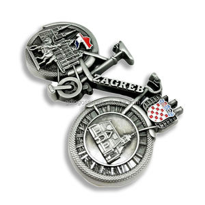 Aimants de réfrigérateur de vélo 3D personnalisés <span class=keywords><strong>en</strong></span> relief antiques Nouvelle <span class=keywords><strong>Croatie</strong></span> Souvenir touristique Zagreb Forme de vélo <span class=keywords><strong>en</strong></span> métal pour réfrigérateur - Product Image 1
