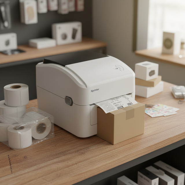 Barway XP420B USB Desktop Thermal Printer-Barcode Waybill Sticker Receipt Printer Linux Compatible WiFi Enabled FCC Certified