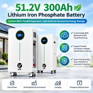 ระบบจัดเก็บพลังงานแบบโมดูลาร์ WHE IP20 ระบบระบายความร้อนตามธรรมชาติ สำหรับใช้ในบ้าน ธุรกิจ และอุตสาหกรรม แบตเตอรี่โซลาร์ LiFePO4 แบบเรียงซ้อน - Product Image 1