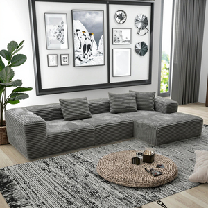 Sofá <span class=keywords><strong>Modular</strong></span> Seccional Súper Profundo <span class=keywords><strong>en</strong></span> Forma de <span class=keywords><strong>L</strong></span> de Pana de Felpa con Embalaje al Vacío para Sala de Estar y Apartamento - Product Image 5