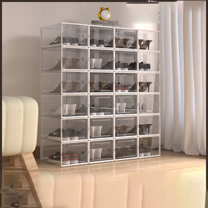 Clear Stackable Acrylic Magnetic Sneaker Box Shoe Storage Container Shoes Case Box