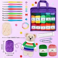 Kit de crochet avec crochets Ensemble de fil Ensemble haut de gamme comprenant des boules de fil, des aiguilles, Kit d'accessoires, sac fourre-tout