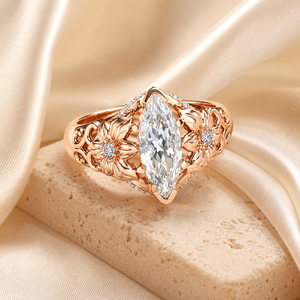 Anello di Lusso con Zirconi a Forma di Marquise, Placcato in Oro Rosa, Gioiello da Festa per Donne - Product Image 3