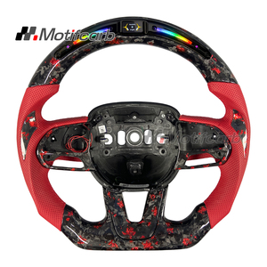 พวงมาลัยคาร์บอนไฟเบอร์สีแดงแบบกำหนดเองสำหรับ Dodge Charger Challenger Hellcat SRT R/T GT SXT ปี 2013-2023 พร้อมไฟ LED - Product Image 1