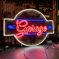 Letrero LED de Neón Retro Americano para Garaje, Decoración de Pared de Neón Personalizada para Pub, Cafetería, Cueva del Hombre